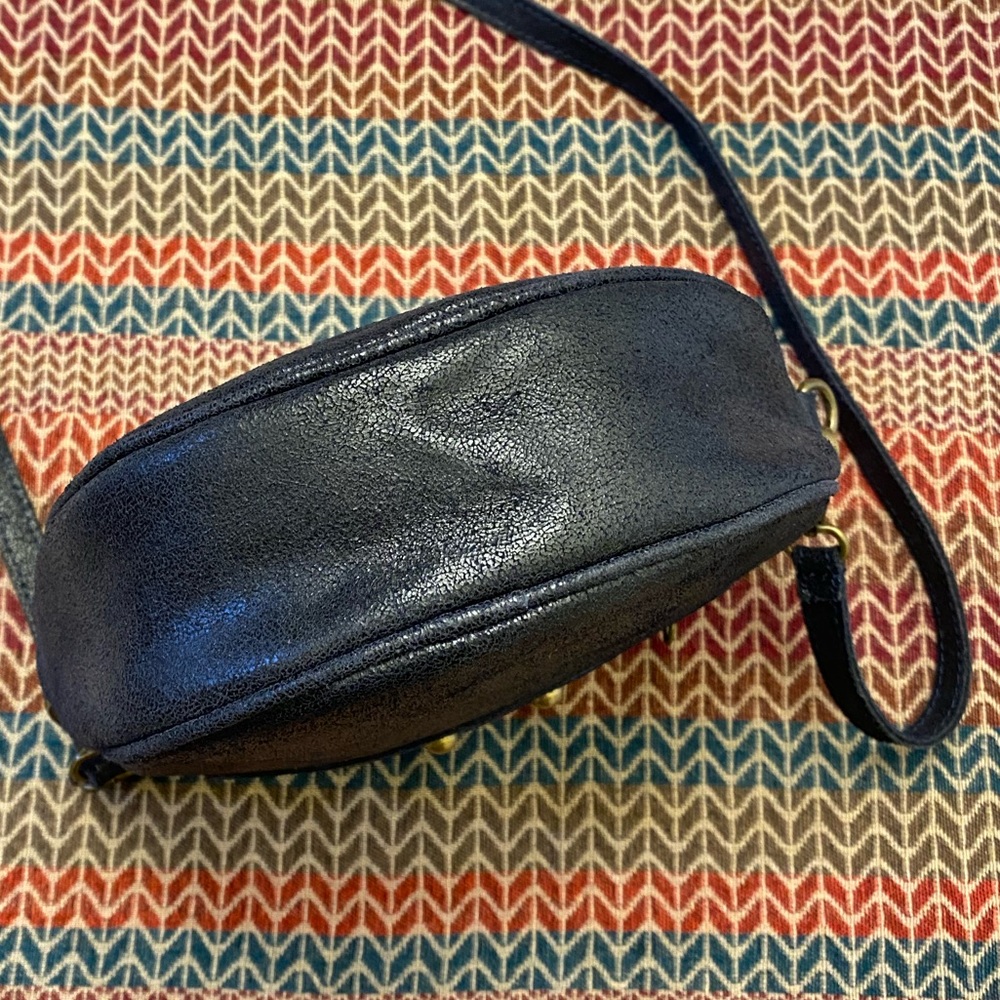 Vimoda Paris Circular Blue Leather Zipper Bag Italy - Picture 5 of 8